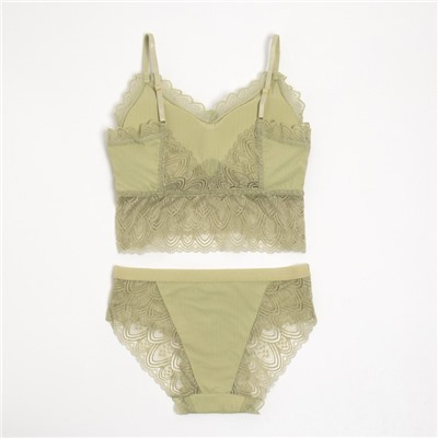 Комплект нижнего белья женский (топ, трусы) Collorista, олива, размер 42-44