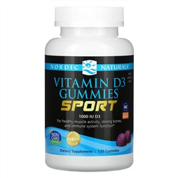 Nordic Naturals, Sport, Vitamin D3 Gummies, Wild Berry, 1,000 IU, 120 Gummies