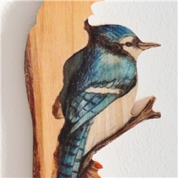 Панно настенное дерево «Синяя птица», декор, 12×0.7×19 см