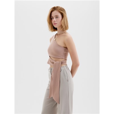 Топ с завязкой на талии женский MINAKU : Casual Collection, бежевый, размер 48