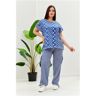 Костюм 9206 (Полоса горох джинс)