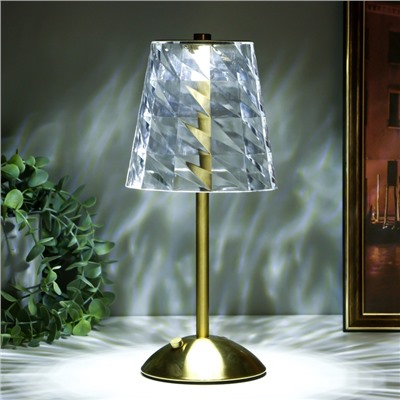 Светильник настольный RISALUX «Берта», интерьерный, USB, LED, АКБ, золото, 13×13×29 см