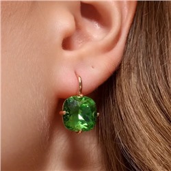 Серьги с кристаллом под Swarovski ювелирная бижутерия коллекция "Дубай" покрытие позолота, вставка: стекло, цвет: салатовый, арт.414.688