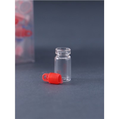 Баночка для хранения с пробкой и петелькой, стекло, для творчества и декора, 1.5 мл, набор 100 шт., 1.1×1.1×2.2 см МИКС