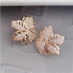 Серьги Листья, ювелирная бижутерия, покрытие позолота, 060, арт.217.006