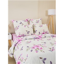 Постельное белье зима-лето из поплина с простыней на резинке - Джина