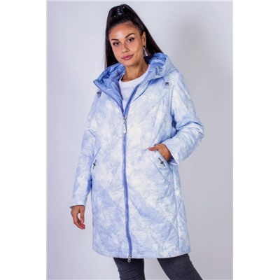 Элегантная демисезонная куртка с капюшоном Листья арт.338 (Голубой)