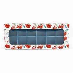 Коробка складная под 12 конфет новогодняя «Рябина», 3.5×10.5×26.5 см