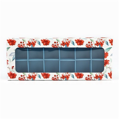 Коробка складная под 12 конфет новогодняя «Рябина», 3.5×10.5×26.5 см