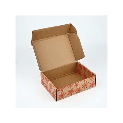 Коробка новогодняя складная «Новогодние шары», бурый, 27×21×9 см