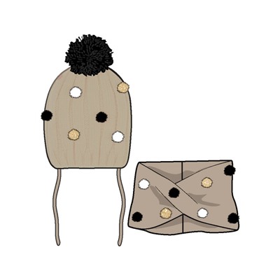 Комплект трикотажный для девочек: шапка, снуд