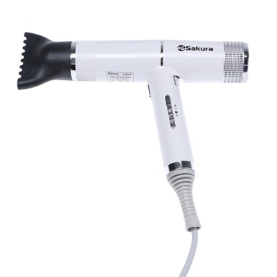 Фен Sakura SA-4051W, 1600 Вт, 3 скорости, 3 температурных режима, концентратор, шнур 1.8 м, белый