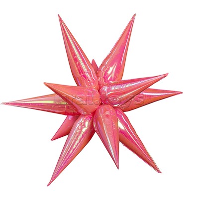 Шар 3D (40''/102 см) Звезда, Составная, Розовый, Хамелеон, 1 шт. в уп.