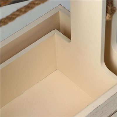 Подарочный ящик «Прованс», деревянный, ручка - канат, бежевый, набор 2 шт.