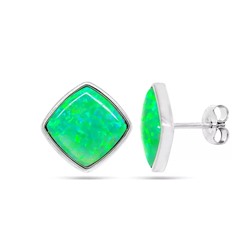 Серьги из серебра опал зеленый, МОВ0296