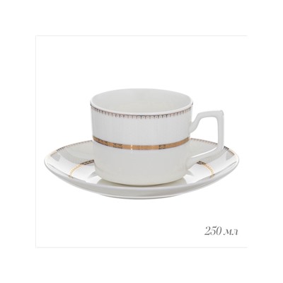 Чайный набор WY Grace, 12 предметов, кружка 250 мл 6 шт., блюдце d=15.5 см 6 шт., фарфор