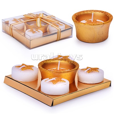 Набор свечей с подсвечником "Золотая звёздочка" (5шт.)