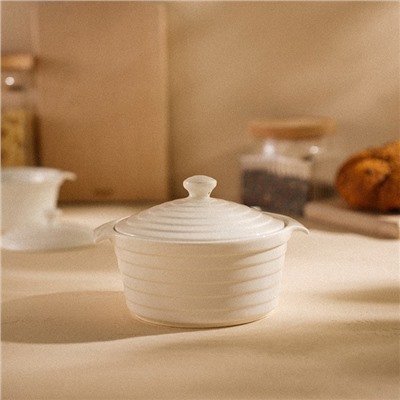 Кастрюля SL Home «Санторини», 750 мл, 19×16×7.5 см, жаропрочная керамика, белая