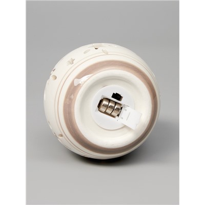 Ёлочный шар с подсветкой «Звёзды беж», 10×8.8×8.8 см, 1 LED, керамика, от батареек LR44×3, керамика, свечение тёплое белое