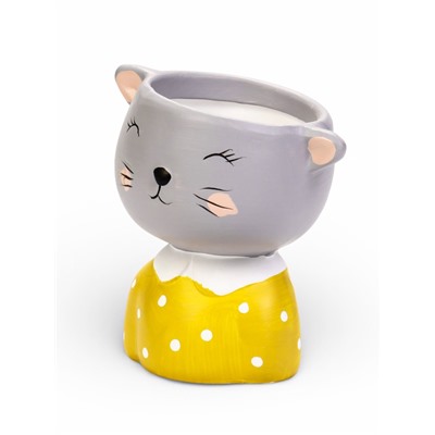 Декоративный горшок для цветов «Милый котёнок», 300 мл, 11×6 см, керамика