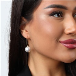 Серьги висячие с крупным жемчугом, покрытие: позолота, вставка: исск.жемчуг, цвет: белый перламутровый, арт.001.634