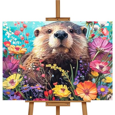 Мозаика алмазная "Капибара в цветах" 30*40см.