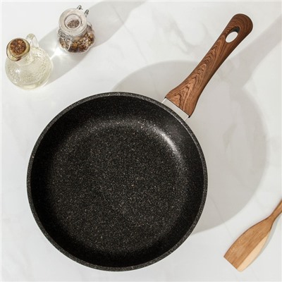 Сковорода KUKMARA Granit Ultra original, d=26 см, пластиковая ручка, антипригарное покрытие, алюминий, тёмно-коричневая