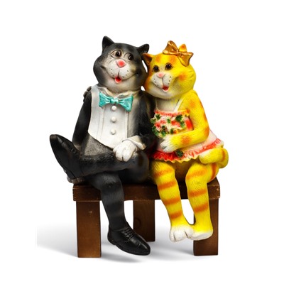 Садовая фигура из полистоуна «Коты на лавке», 40×18×40 см