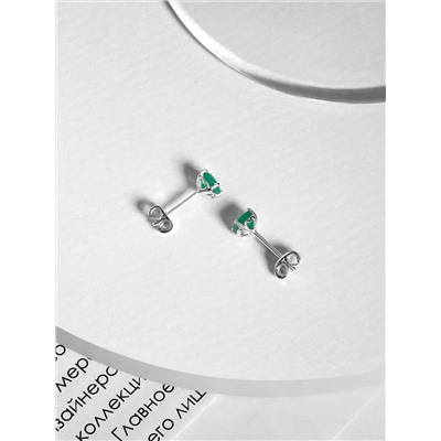 Серьги-пусеты из серебра с агатом родированные 150280р459