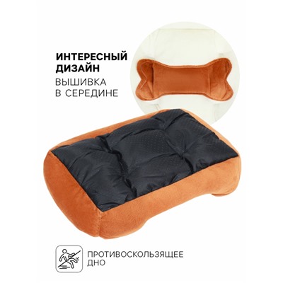 Лежанка-диван для животных «Косточка», 45×30×15, бело-коричневая