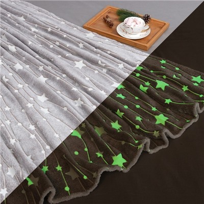 Плед светящийся в темноте «Этель. Звездное небо», 150×200 см, корал-флис