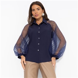 Блуза комбинированная с органзой, Теория красоты (синяя туманность)