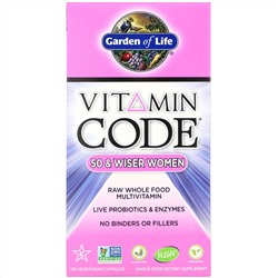 Garden of Life, Vitamin Code, для женщин от 50 и старше, мультивитамины из сырых цельных продуктов, 120 вегетарианских капсул