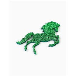 Декор новогодний «Лошадки» на клеевой основе, зеленый, набор 6 шт.