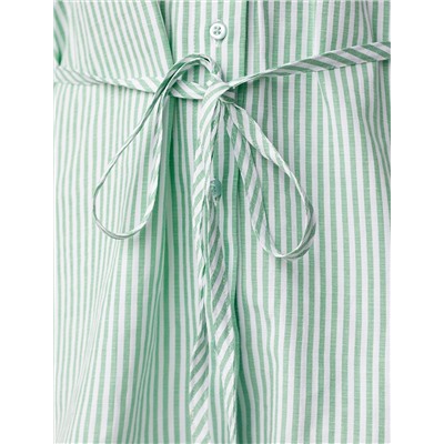 Удлиненная блузка с поясом в тонкую полоску из хлопка