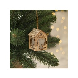 Ёлочная игрушка «Домик с оленем», 8×5×6 см, 1 LED, от батареек, свечение тёплое белое