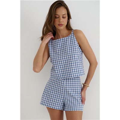 Шорты  SRT25_02_Blue Checkers/Голубой, белый