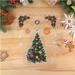 Наклейки новогодние «Ёлка и салюты», 40×30 см