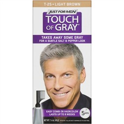 Just for Men, Мужская краска для волос с гребешком Touch of Gray, оттенок светло-коричневый T-25, 40 г