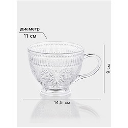 Набор кружек, 400 мл, 11×14.5×9 см, стекло, прозрачный