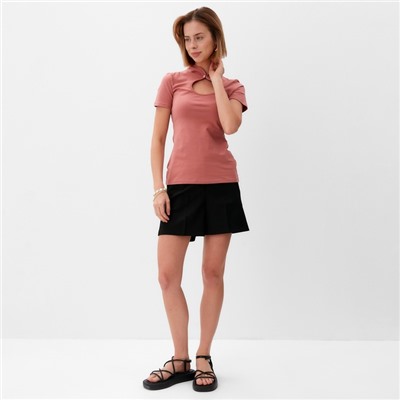 Футболка женская с вырезом MINAKU: Basic line, цвет пыльная роза, размер 44