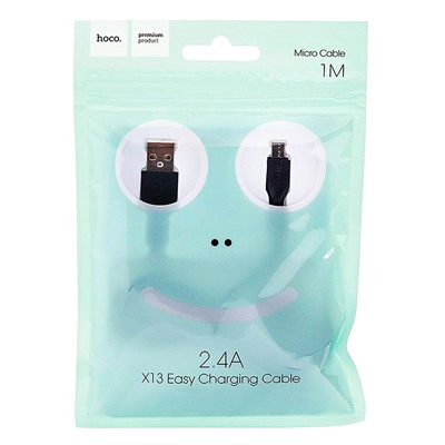 Кабель USB - micro USB Hoco X13 Easy (повр. уп) 12W 100см 2,4A  (black)