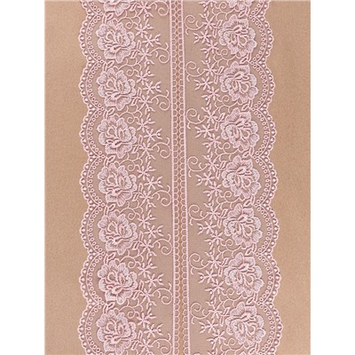 Кружево на сетке, 105 мм, 11±1 м, нежно-розовое