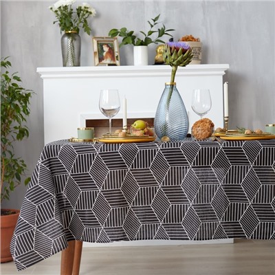 Набор «Доляна»: скатерть 145×200 см, салфетки 40×40 см - 4 шт., чёрный, 100% п/э, рогожка 200 г/м²