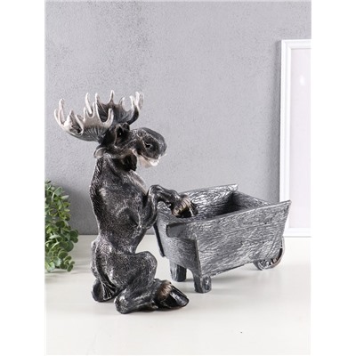 Фигура-подставка для мелочей полистоун «Лось с тележкой», 36×46×21х см