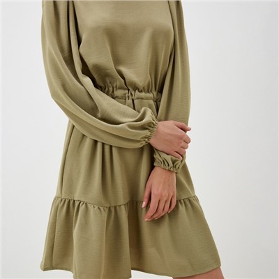 Платье мини женское со сборкой MIST, размер 48, оливковое