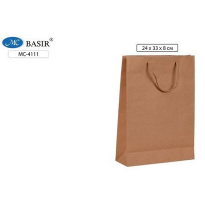 Пакет бумажный крафт 33х24х8 см без рисунка крафт МС-4111 Basir