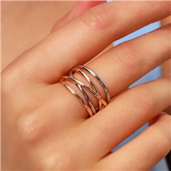 Кольцо широкое 18 р ювелирная бижутерия коллекция "Дубай", двойное покрытие позолота и вставка из посеребрения, арт.215.333-18