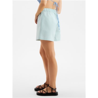 Шорты женские на резинке льняные MINAKU: Safari, зелёные, размер 44