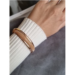 Браслет женский раздвижной на руку, жесткий металический, покрытие позолота, №016028, арт. 216.394